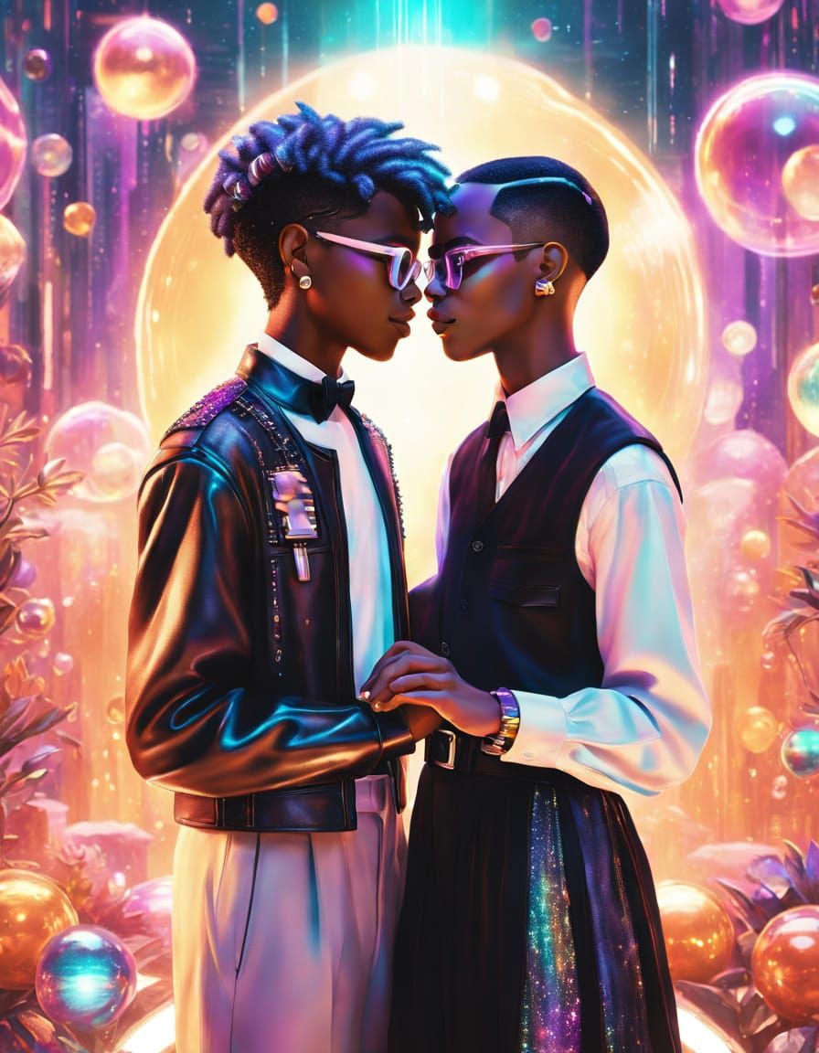 Retro aesthetic. Mid-shot.