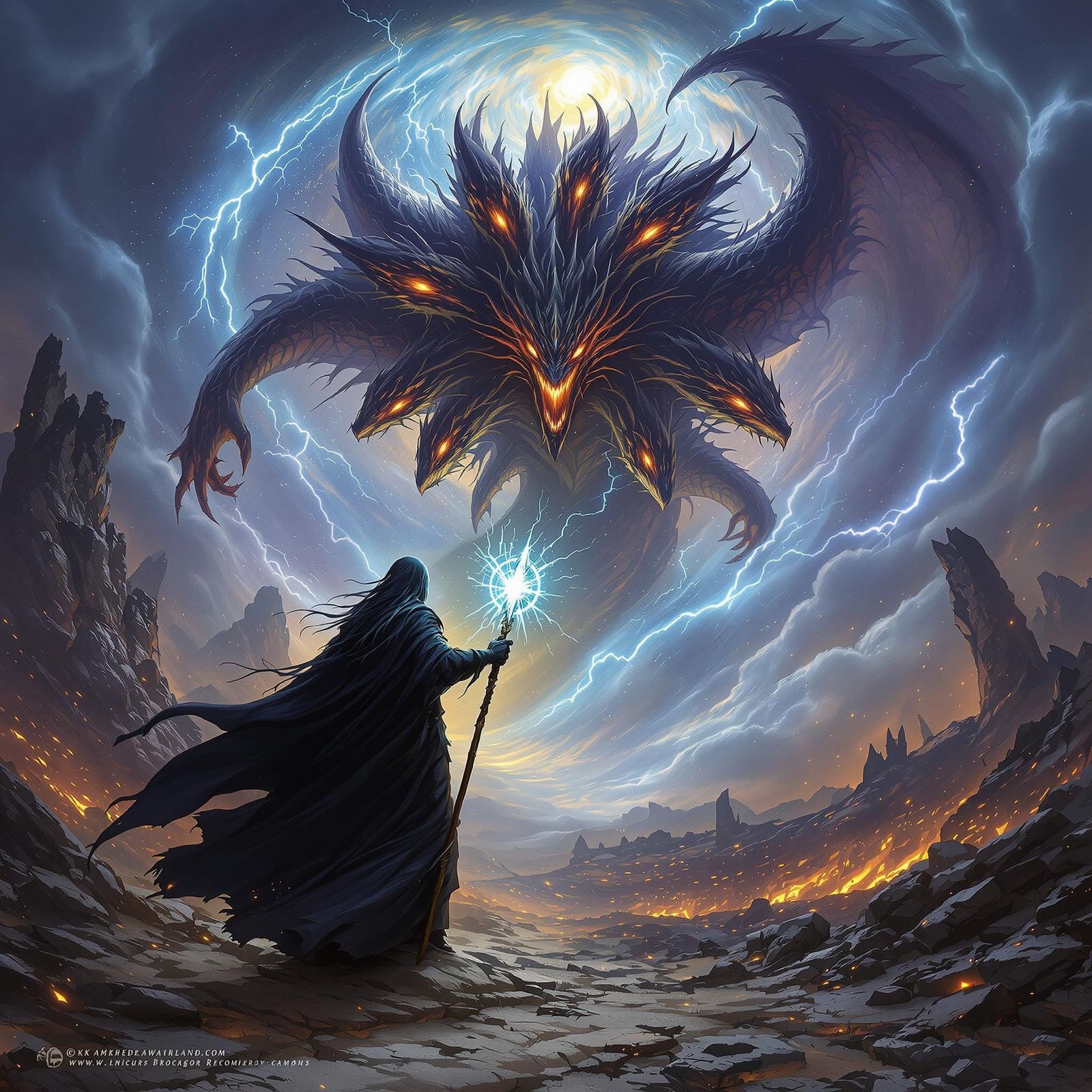 Raistlin Majere Battles Takhisis, Dark Goddess of the Prime...