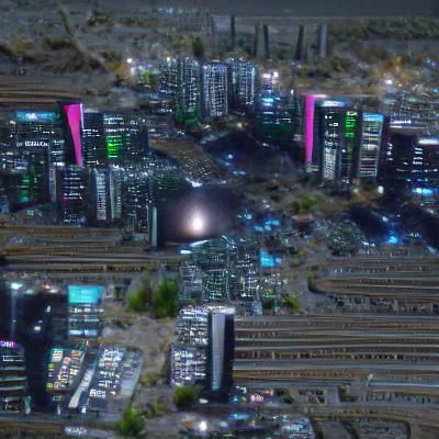 Futuristic Cityscape on Distant Planet at Night