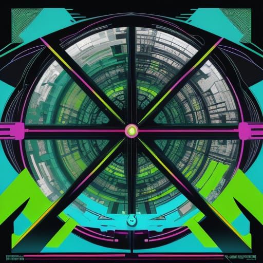 Vibrant Green Futurism in Triadic Color Scheme