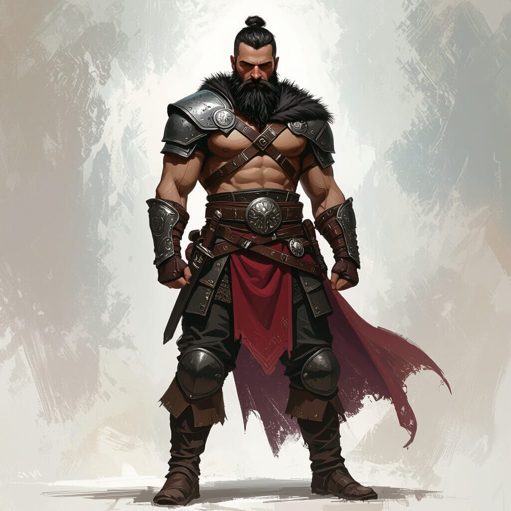 Heroic Bearded Man in Leather Armor