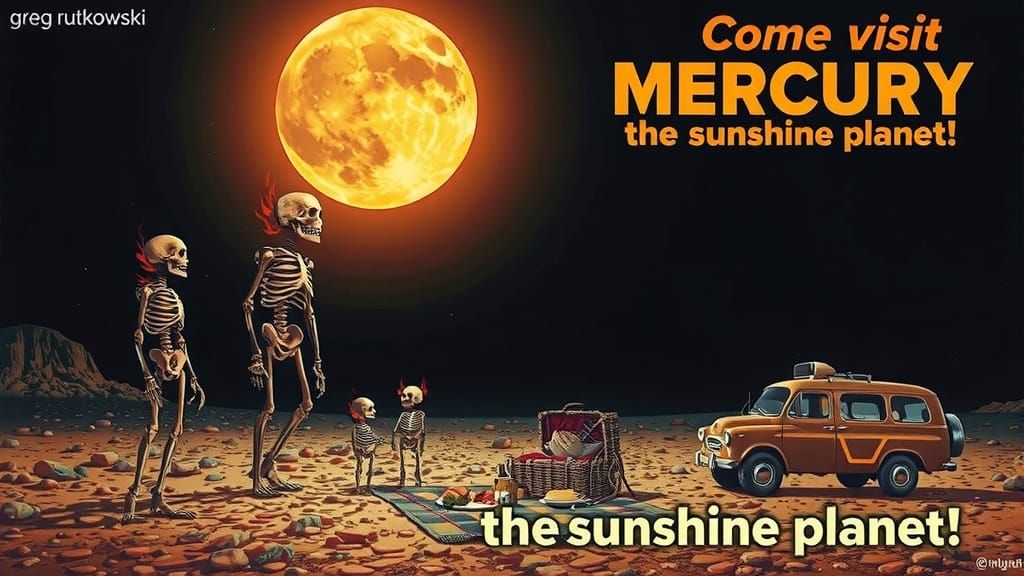 Retro 1950s Ad: Burning Skeletons on Mercury
