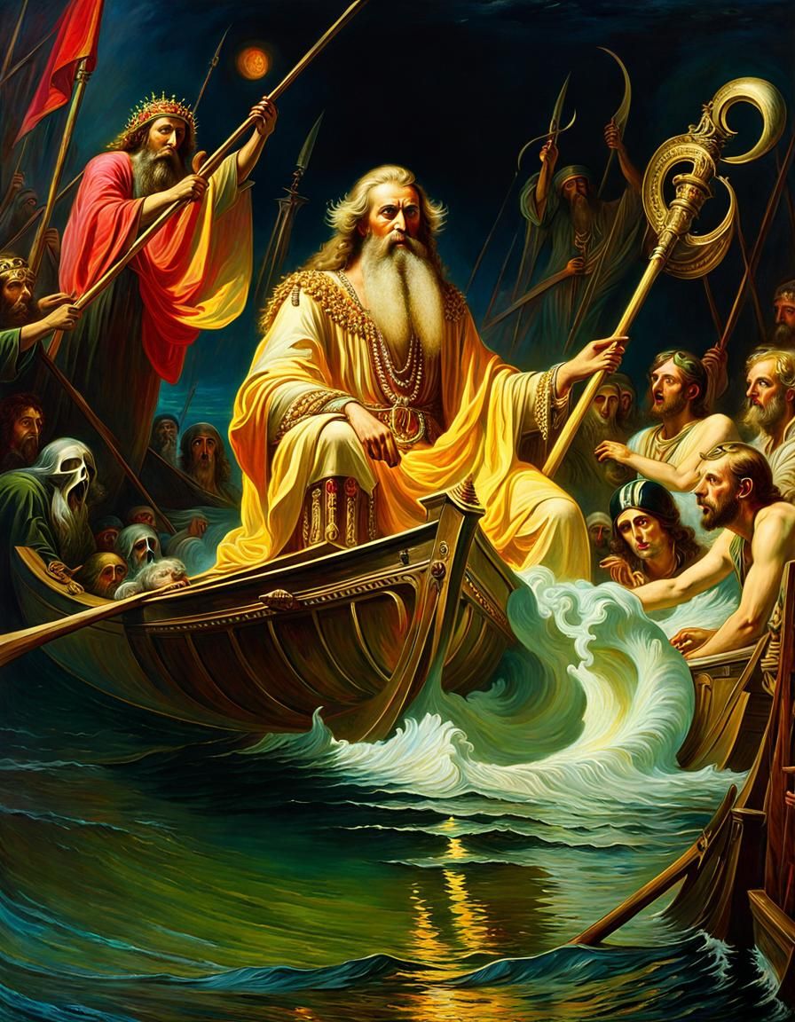 Charon Conveying Souls Across the Styx: Surreal Art