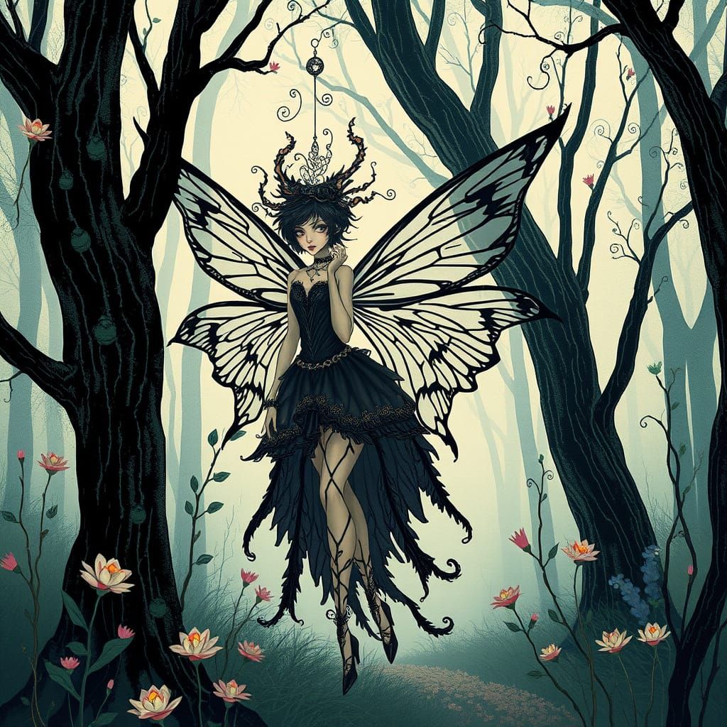 Fairy in Haute Couture in a Whimsical Forest
