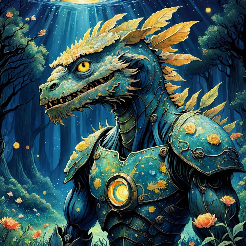 Whimsical Sci-Fi Fantasy Guardian in Studio Ghibli Style