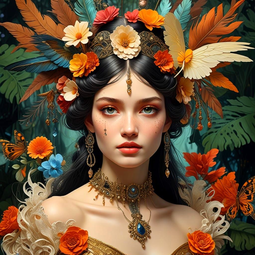 Surreal Faery Princess in Tropical Baroque Paradise