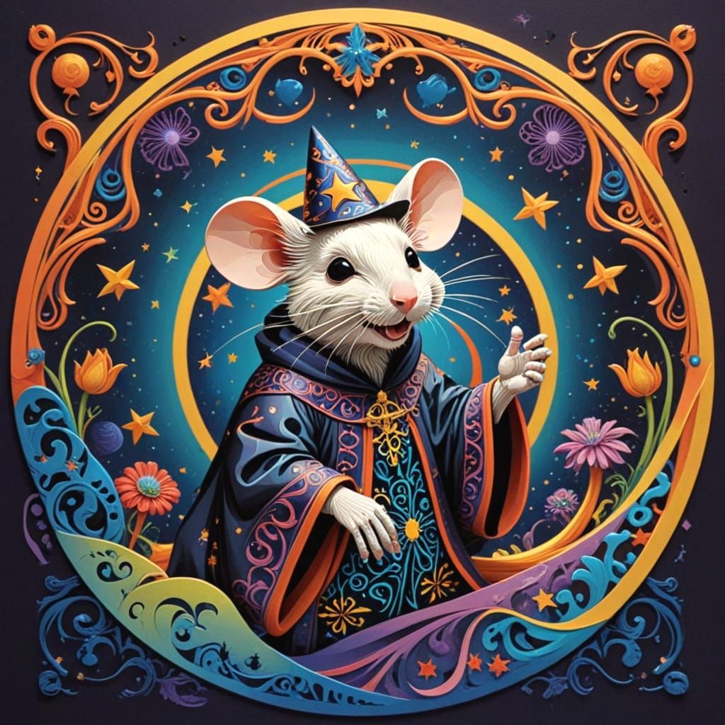 Cute Mouse Wizard Casting Peace Magic
