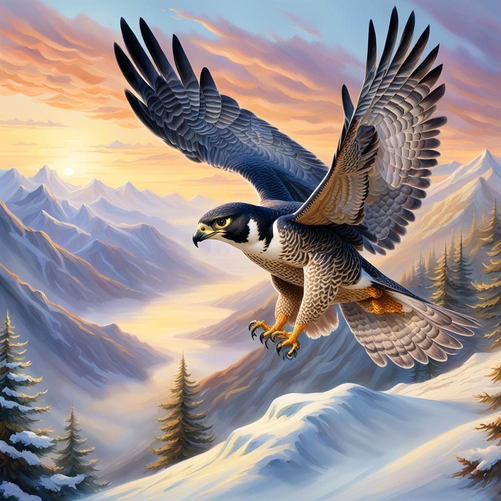 Majestic Falcon in Golden Hour Glow