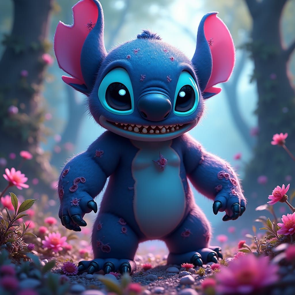 Mystical Bear-Stitch Hybrid in a Fantasy Forest