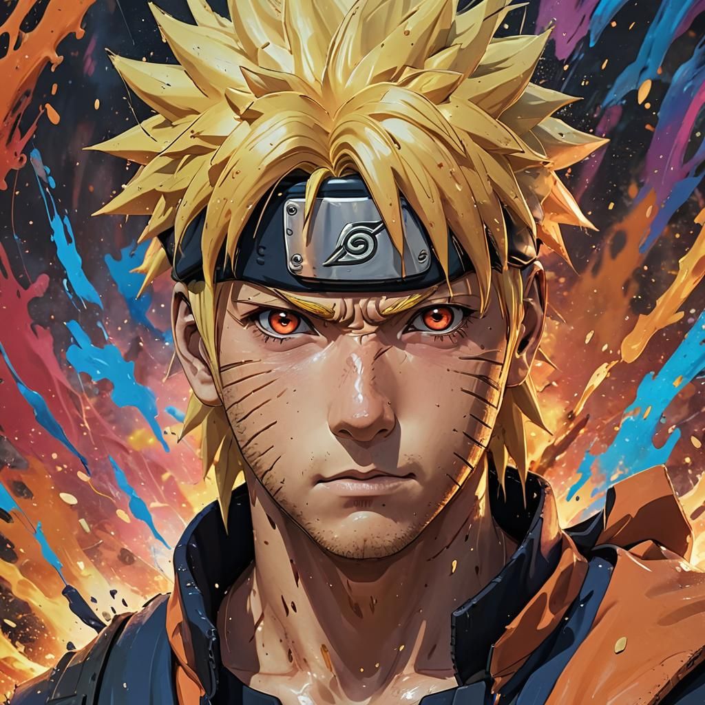 Hyperrealistic Naruto Splash Art Portrait