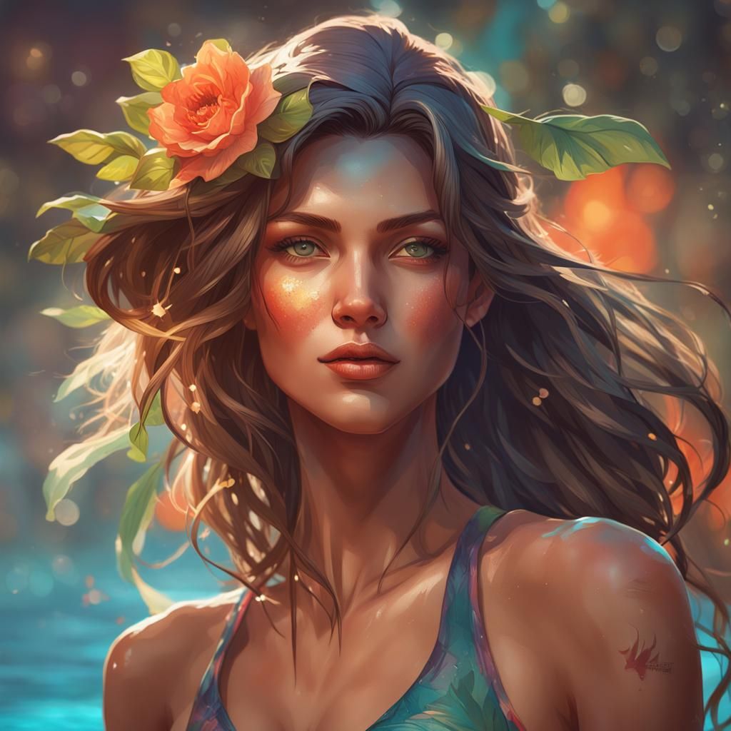 Beautiful Woman Portrait in Hyperdetailed Digital Art