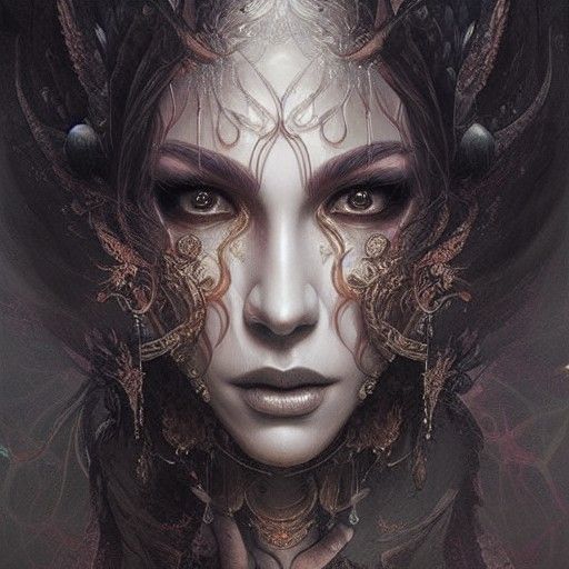 Goddess Karma: Hyperrealistic Sinister Portrait