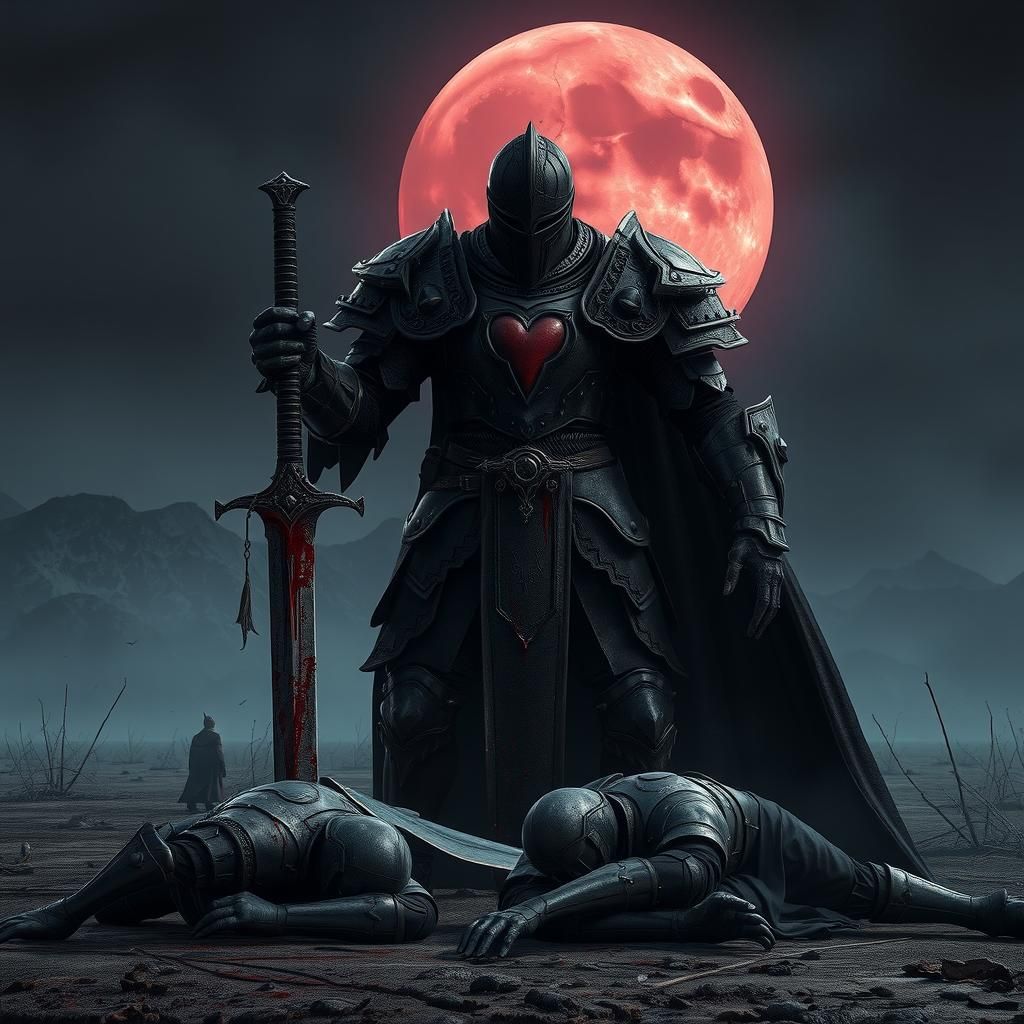 Fantasy Knight on Desolate Battlefield