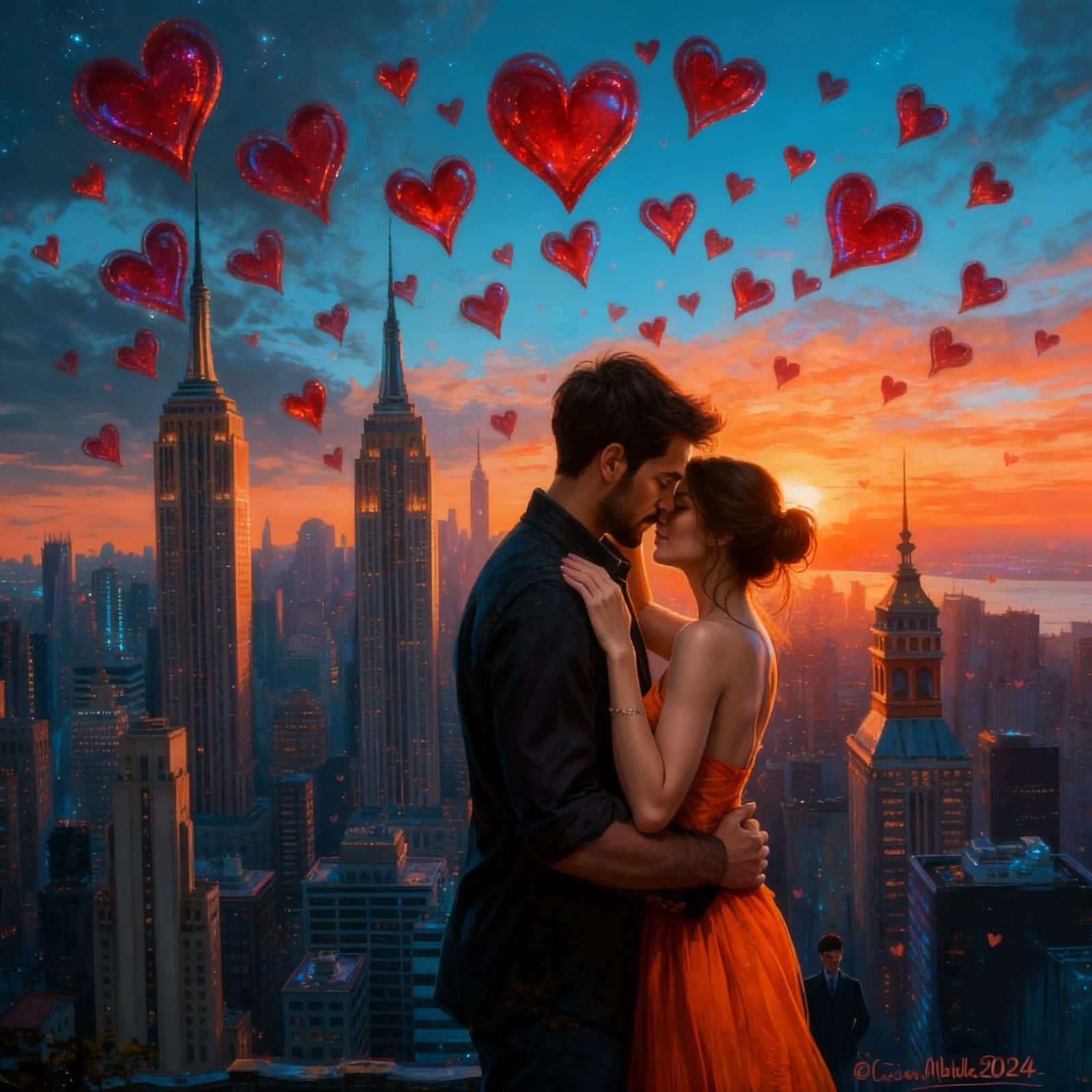 Fantastical Love Scene in Deep Colors