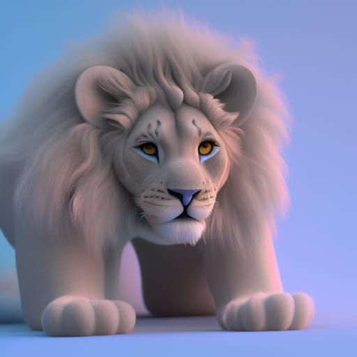 Hyperrealistic 3D Render of a Cute Pastel Lion