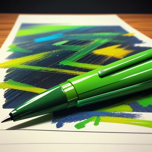 Vibrant Green Marker on Worn Wooden Desk