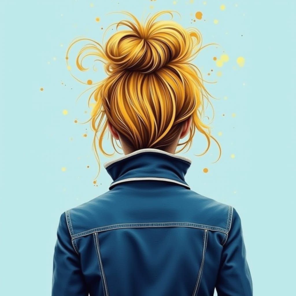 Person with Colorful Hair in Textured Brushstroke Style