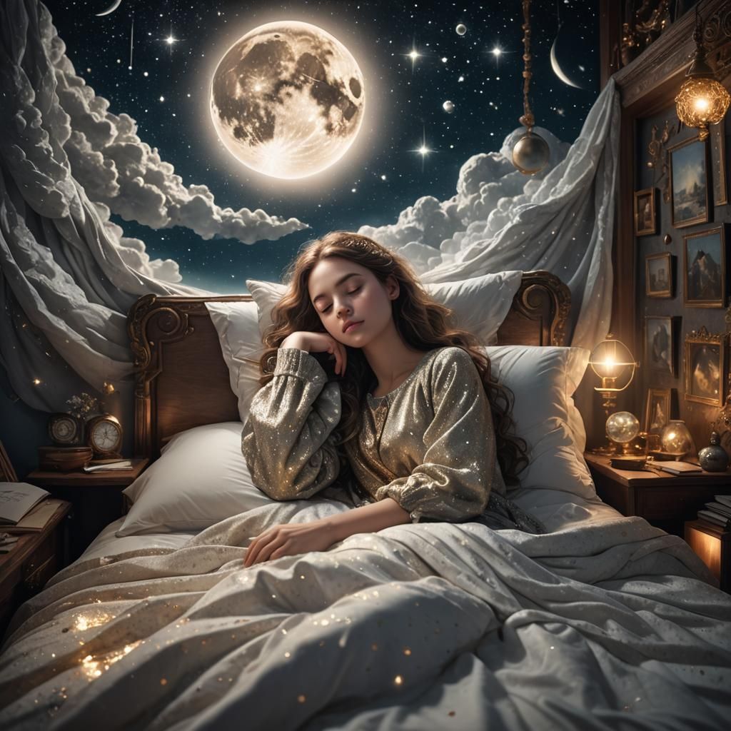Girl Sleeping Under Moonlight: Digital Matte Painting