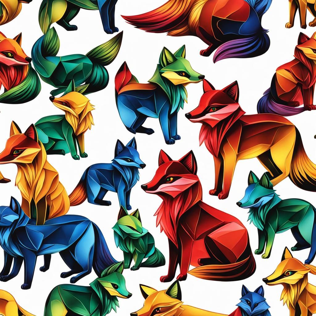 Fox-Shaped Jewel Crafted from Multicolored Crystals