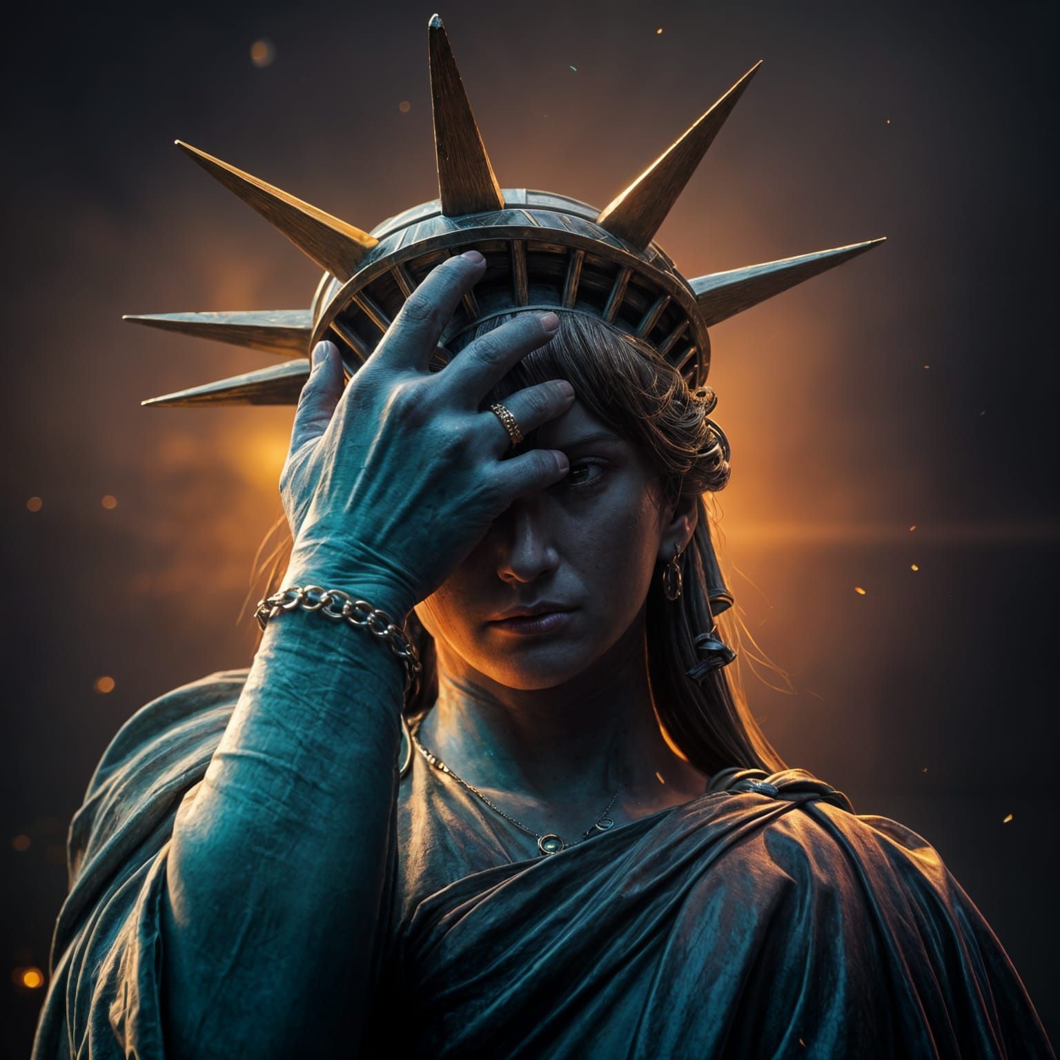 Lady Liberty in Embarrassed Repose