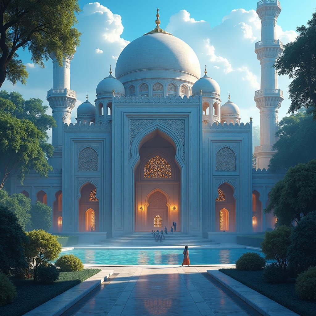 Majestic Arabic Architecture in Dreamlike Setting