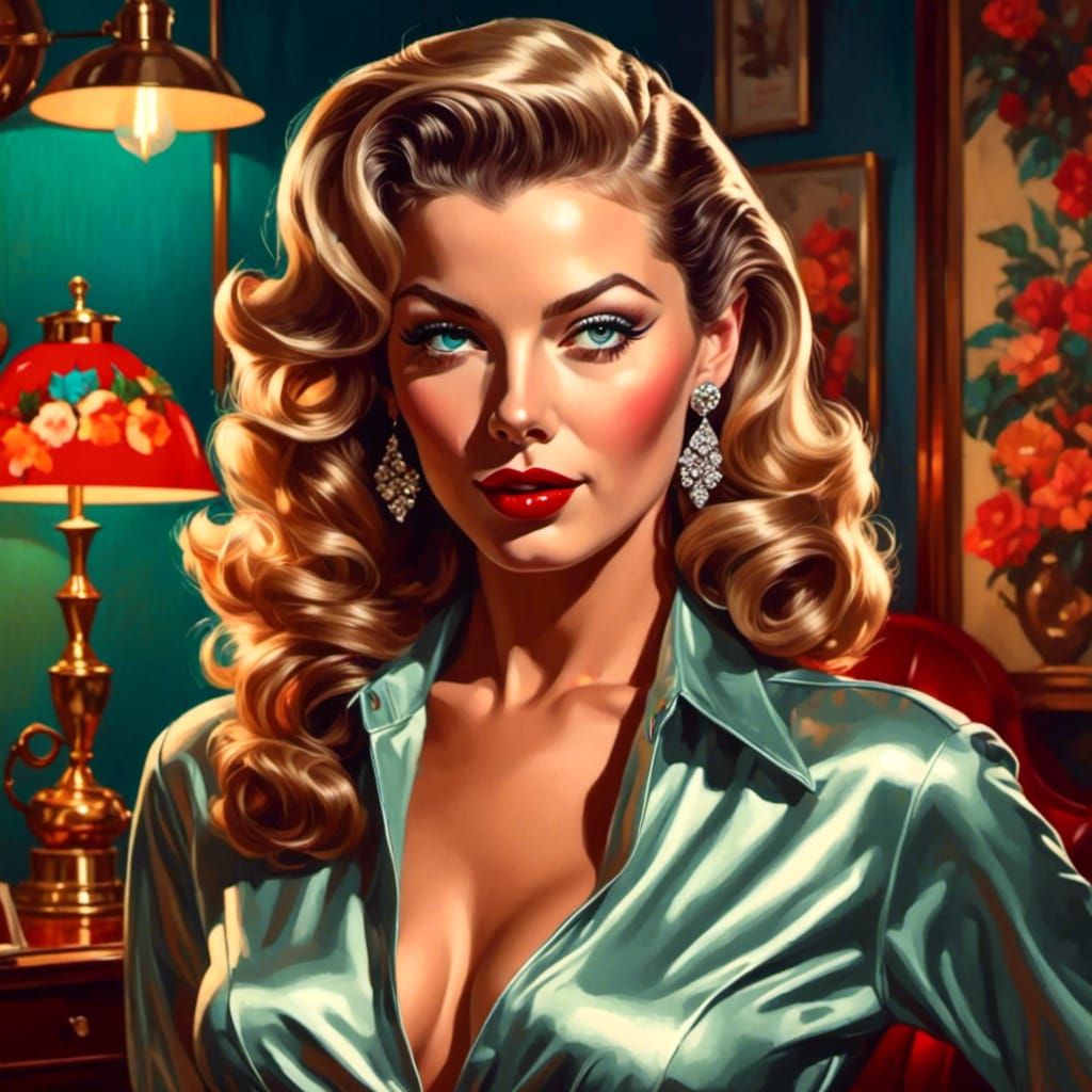 Retro Rockabilly Pinup Goddess in Revealing Outfit