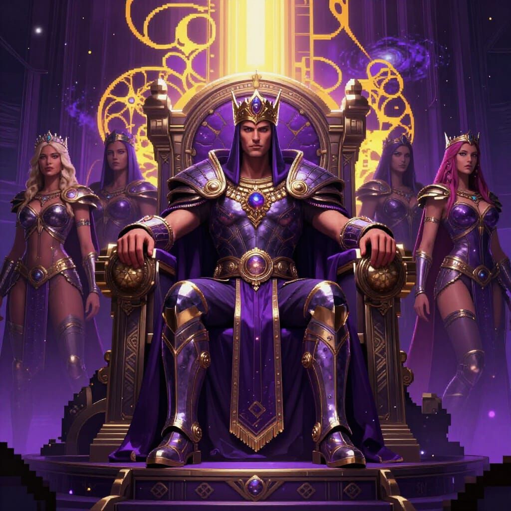 Galaxy Warrior King on Celestial Throne