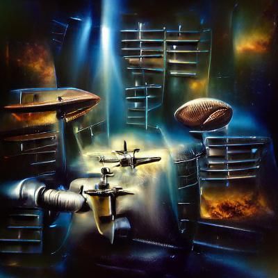Shimmering Space Station in Oil and Airbrush Style