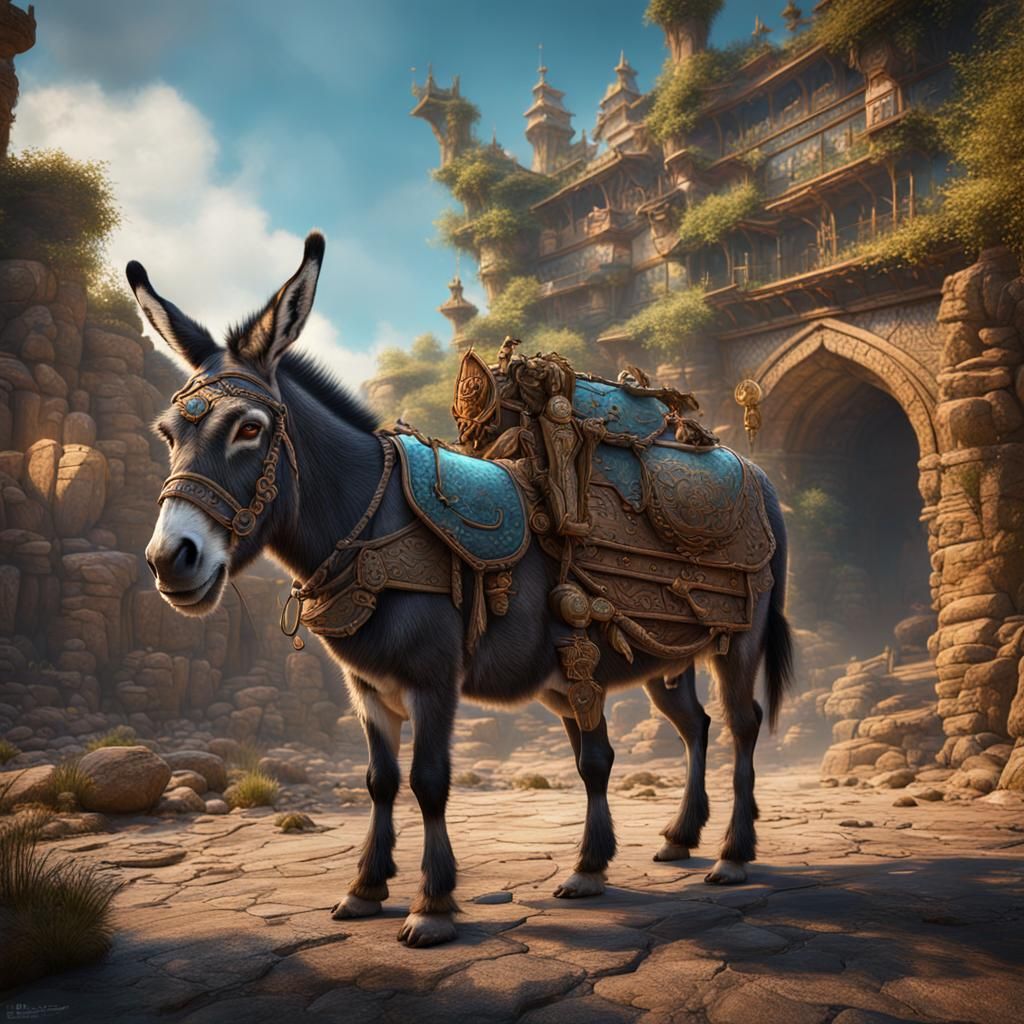 Fantastical Donkey in Detailed Matte Painting