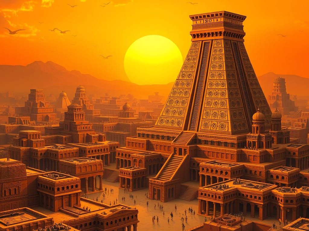 Babylonian Wonder in Golden Sunset