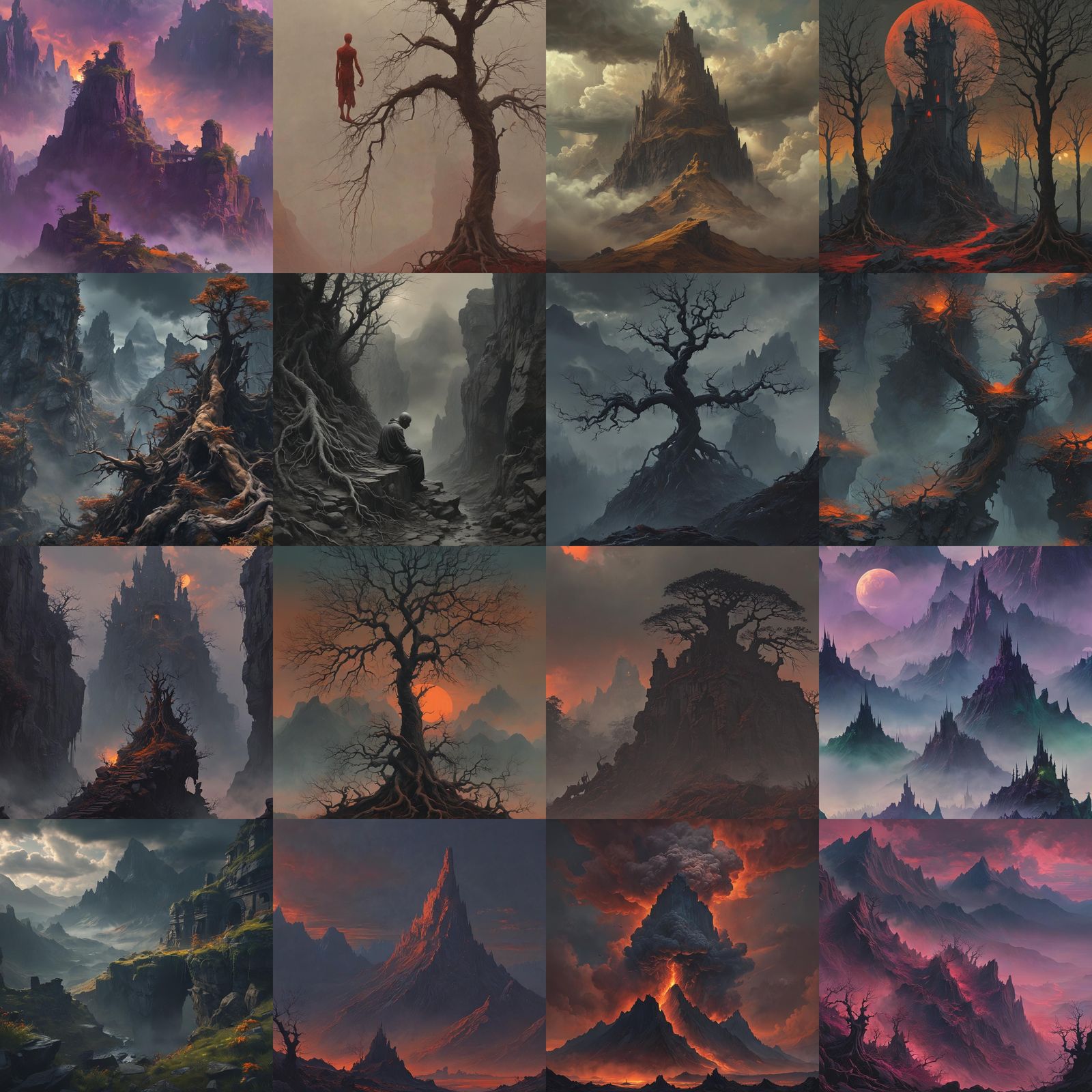 Mountain in Beksiński Style Fantasy Concept Art