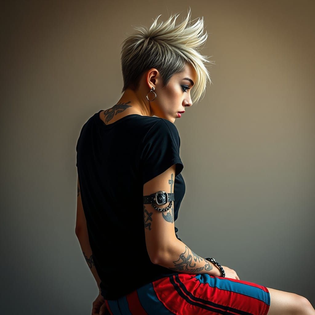 Gothic Punk Woman in Moody Contemplation