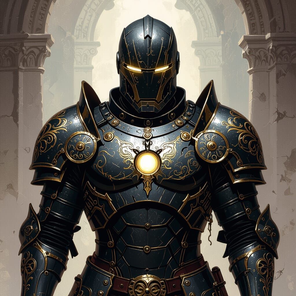 Medieval Iron Man Armor with Intricate Engravings