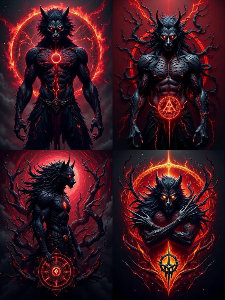 Nordic Beastman Logo: Fierce Hybrid with Runic Symbols