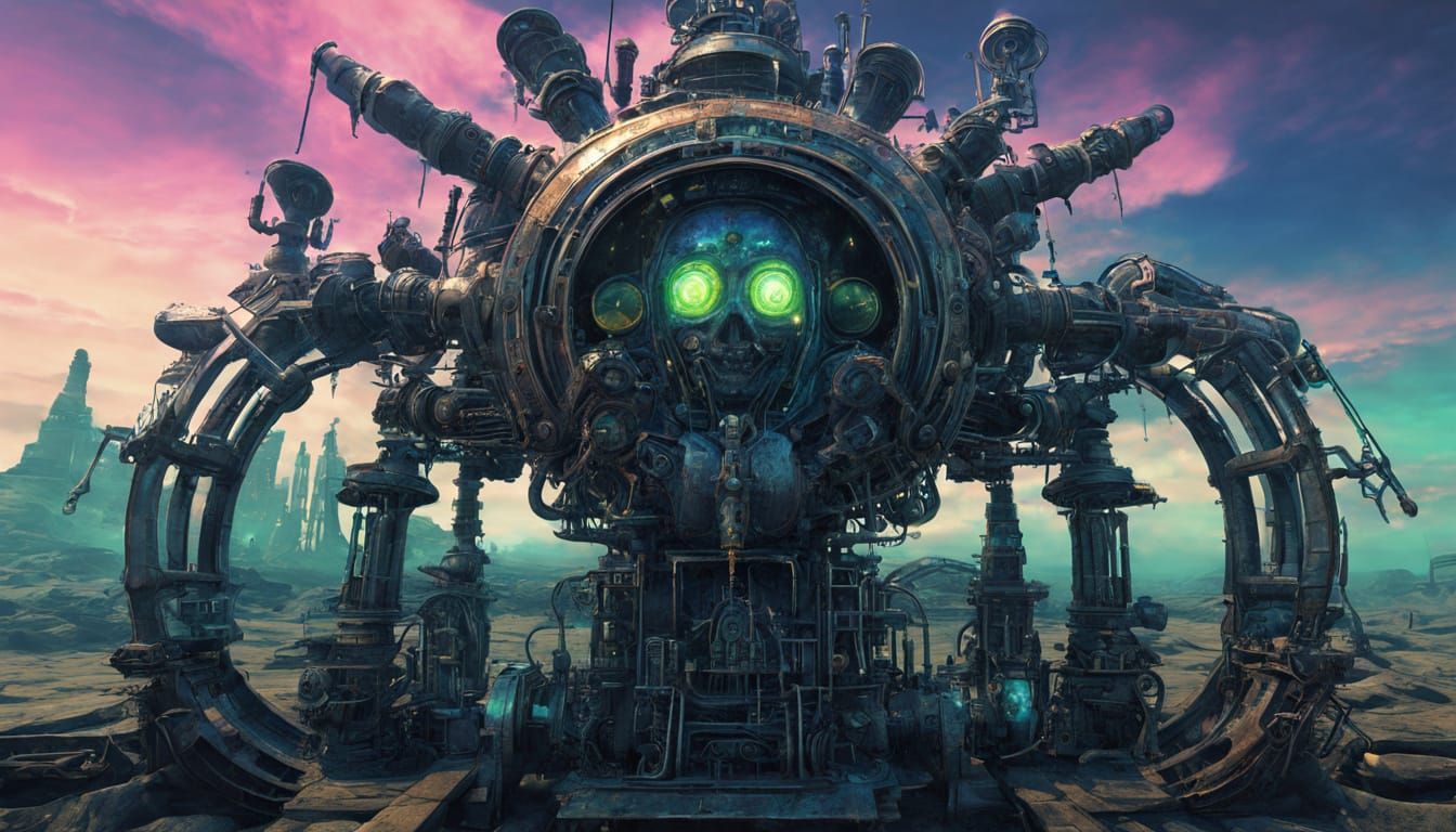 Cybernetic Woman Emerges in Underwater Giger-esque Scene