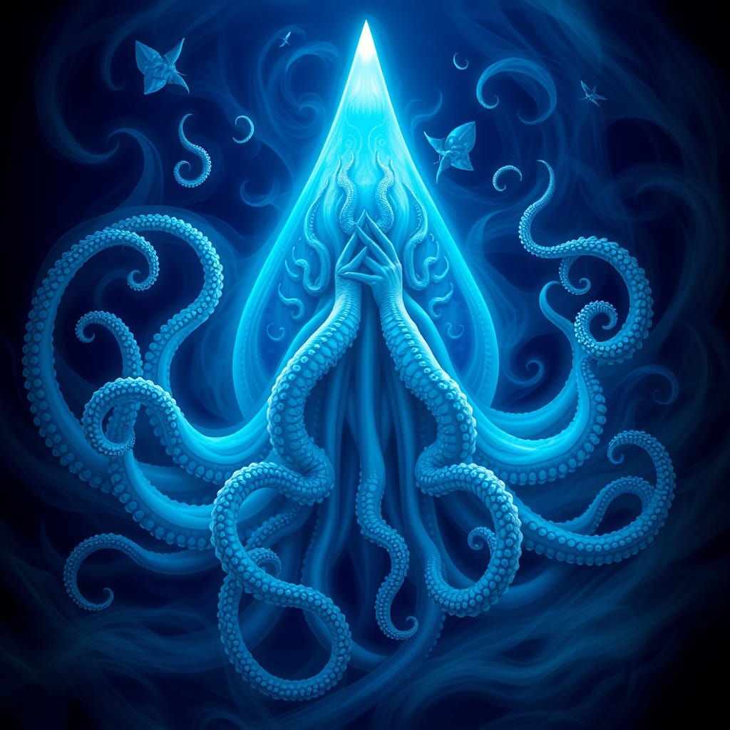 Cerulean Goddess with Ethereal Aura