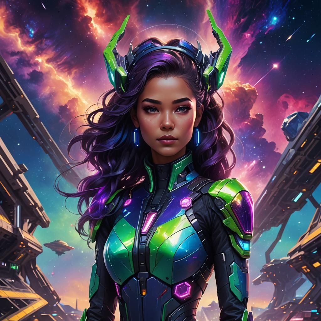 Miss Galaxy Portrait on Futuristic Spaceport