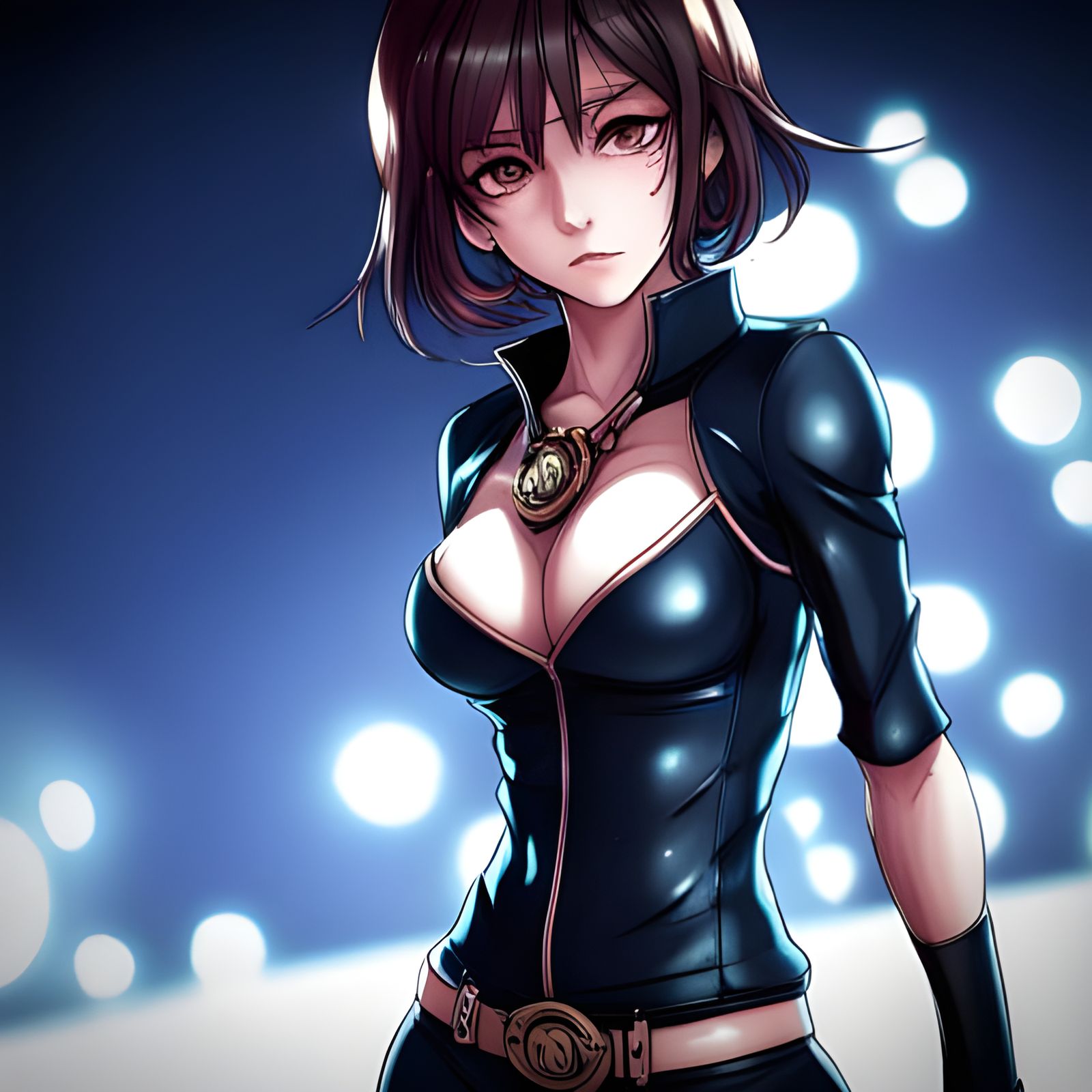 Manhwa Style Demon Girl in Leather Outfit