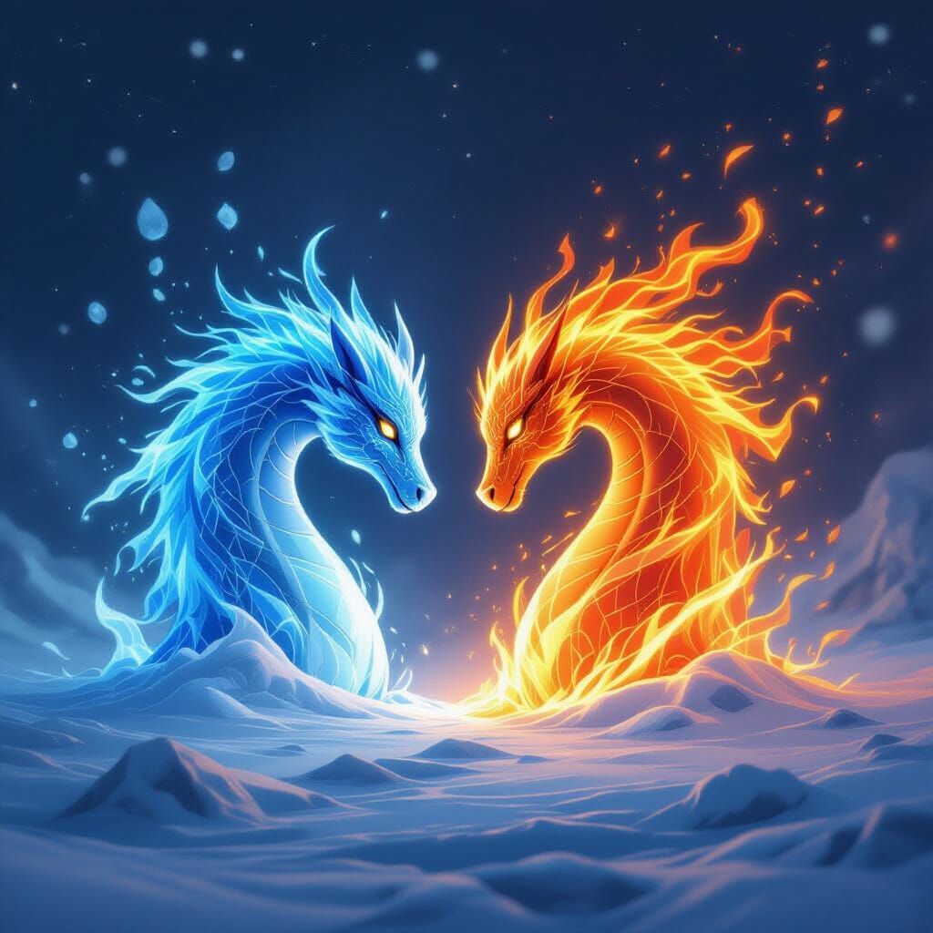 Fire and Ice Elements Collide in Striking Contrast