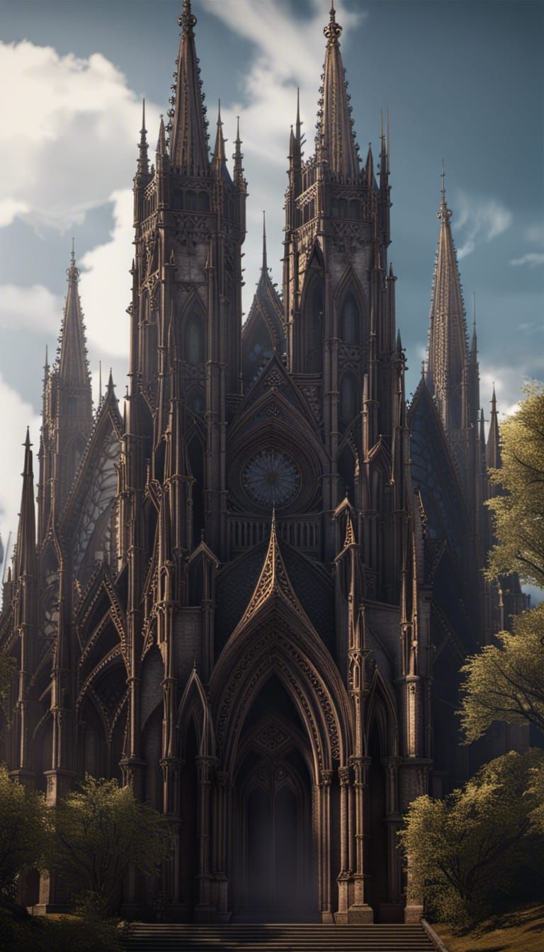 Detailed Gothic Cathedral Matte Painting in Unreal Engine