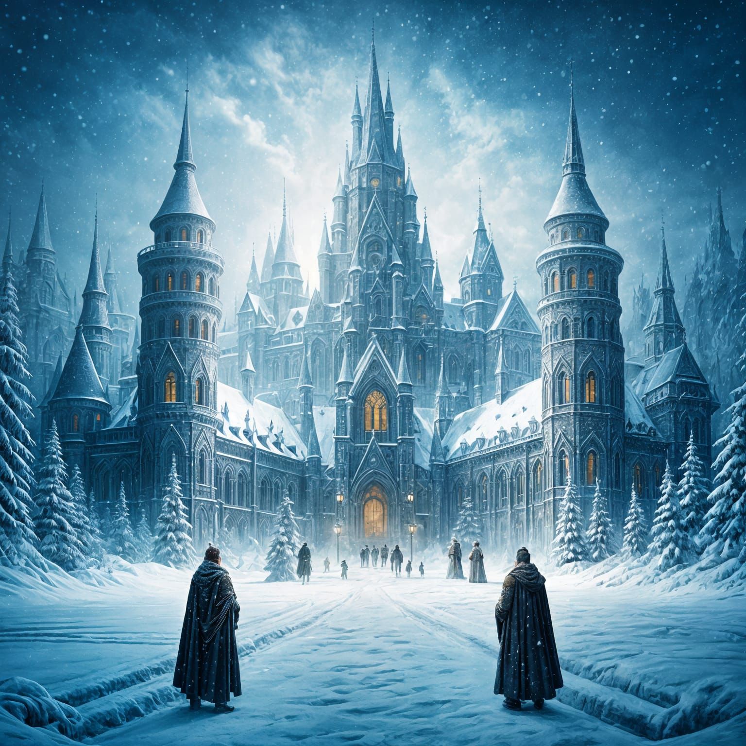 Winter Kingdom in Gouache Style, Impressive Impressionist Ma...