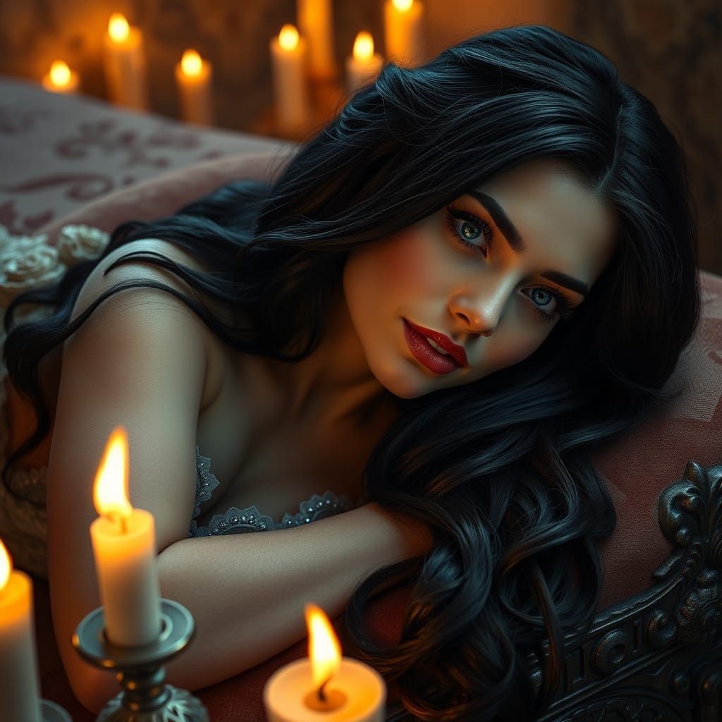 Golden Ambiance Surrounds Snow White on Luxurious Massage Ta...