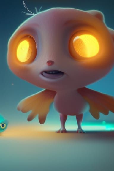 Adorable Glowing Creature on Fantasy Planet