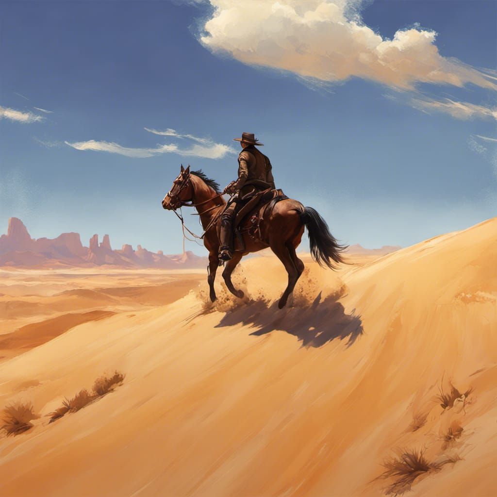 Wild West Cowboy and Saloon Woman in Desert