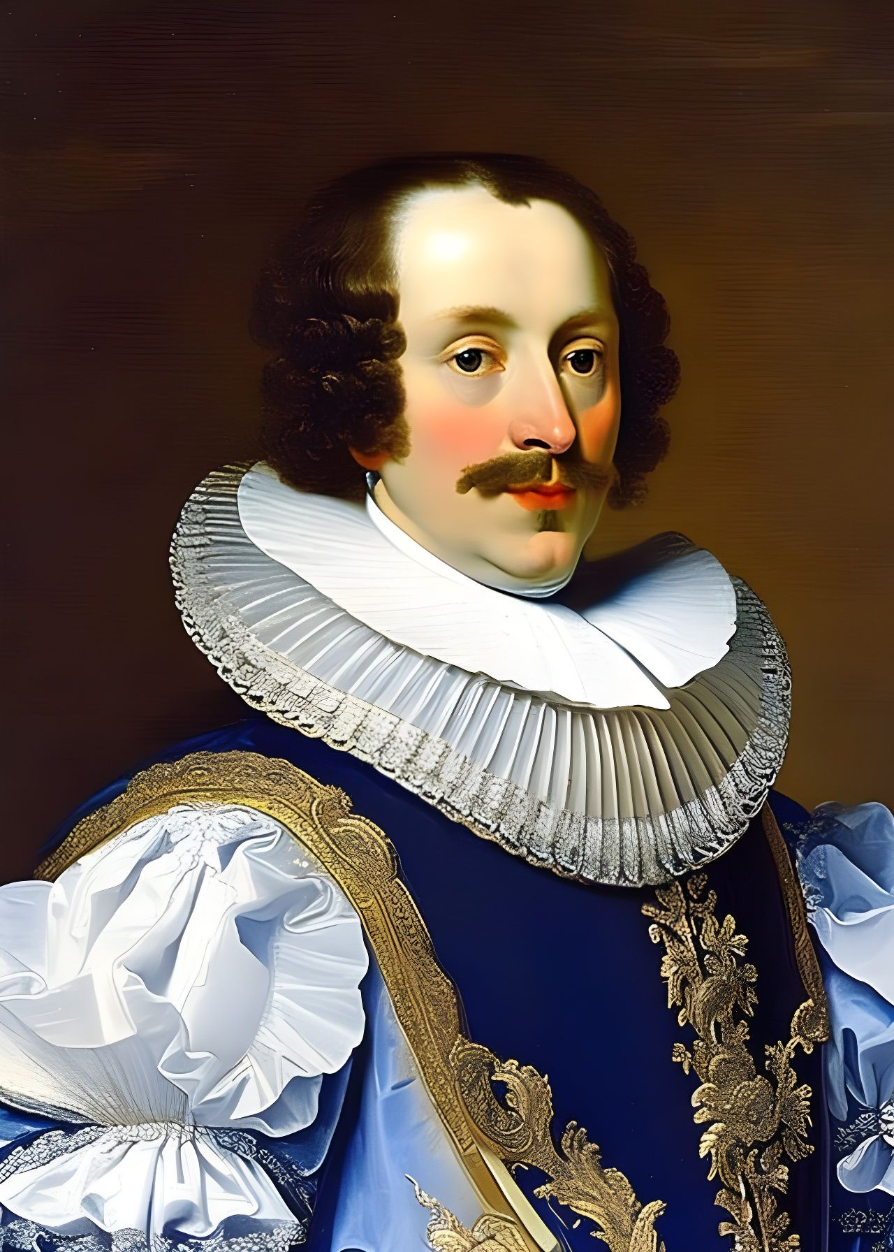 Noblemen in Blue, Van Dyck Style Portrait