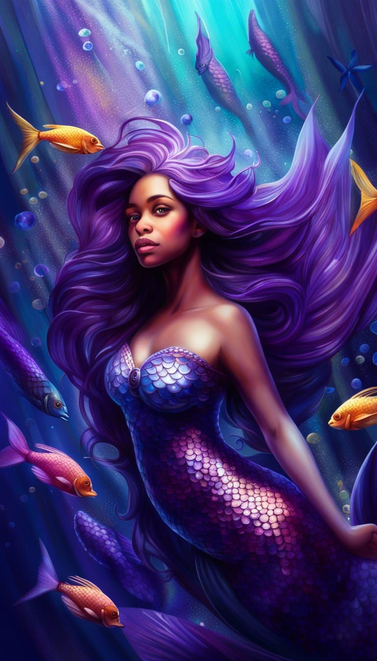 Iridescent Mermaid in Underwater Fantasy World