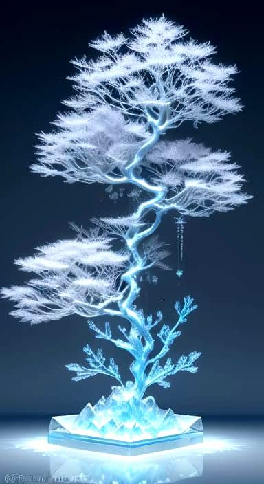 Crystal Ice Tree in Steaming Hot Water, 3D Anime Style