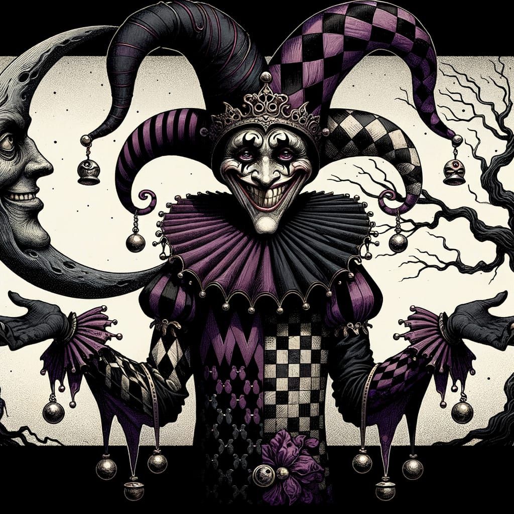 Dark Whimsy Court Jester in Gothic Splendor