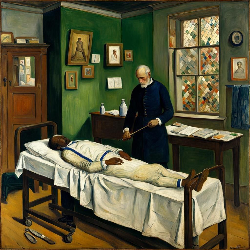 Cadaverous male nurse cubism hyperdetailed 🧑‍⚕️📝patient ho...