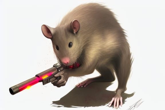 Rat Assassin with Laser Gun: Hyperdetailed Portrait